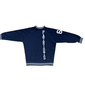 Vintage 1950s Patriots 6 Sports Athletic Football Jersey Navy Blue White Medium